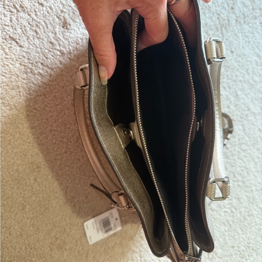 Coach Silver Satchel with Dual Handles and Detachable Strap - Picture 3 of 8